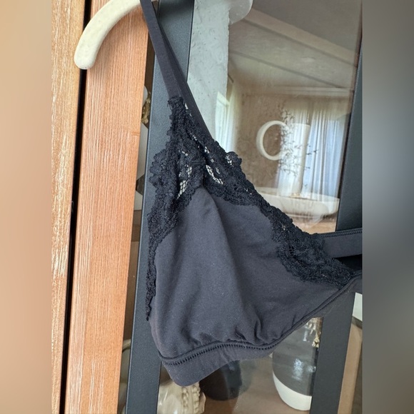 SKIMS fits everybody lace bralette bra onyx vneck triangle adjustable straps L - Picture 4 of 8